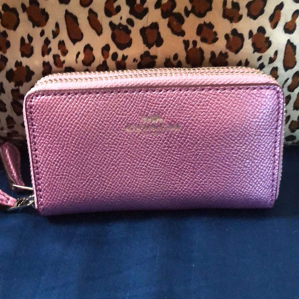 Coach lavender metallic small wallet